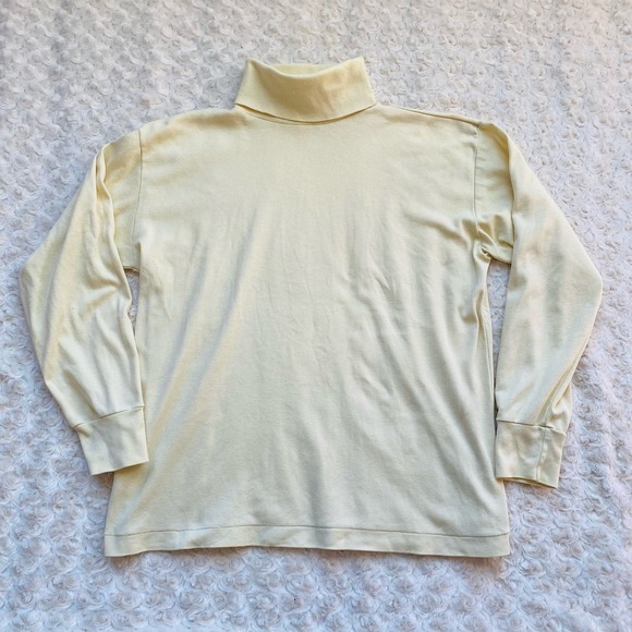 DEANS Vintage Womens Pale Yellow Cotton Soft Layer Turtleneck Size Medium - Picture 1 of 3
